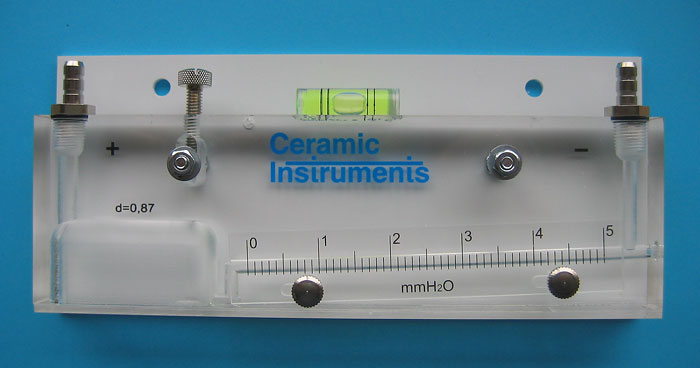 DIFFERENTIAL PRESSURE GAUGE IN PLEXIGLASS, INCLINED SCALE 0-5 mm/H2O